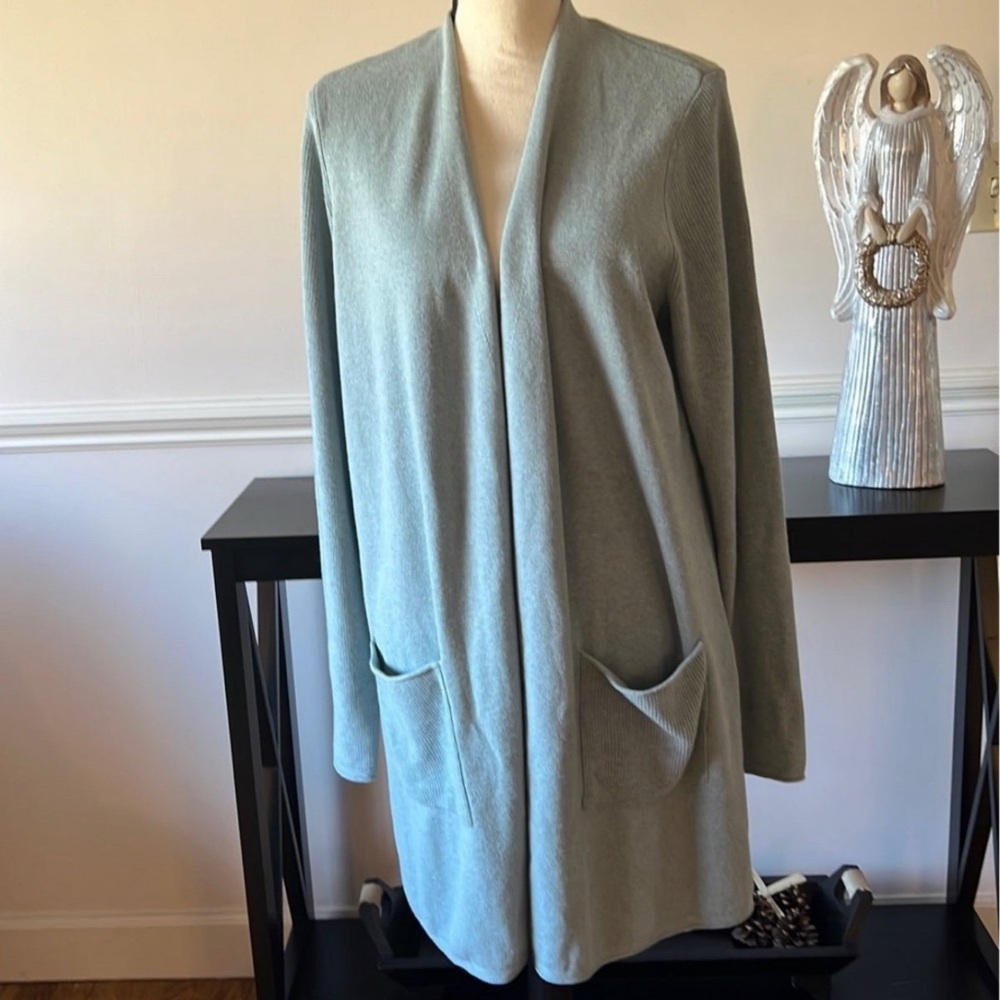 J. Jill Blue Cardigan Sweater Open Front Long Sleeves